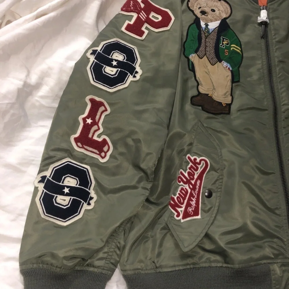 Ralph Lauren Polo Olive Bomber Jacket with Patches - Picture 7 of 8